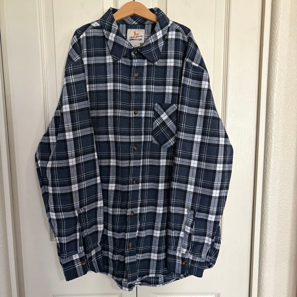 Field And Stream Flannel Shirt Men’s Large Blue Light Weight Plaid Long Sleeve.